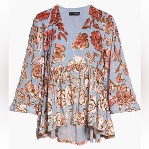 Stine Goya Metallic Floral Burnout Chiffon Blouse